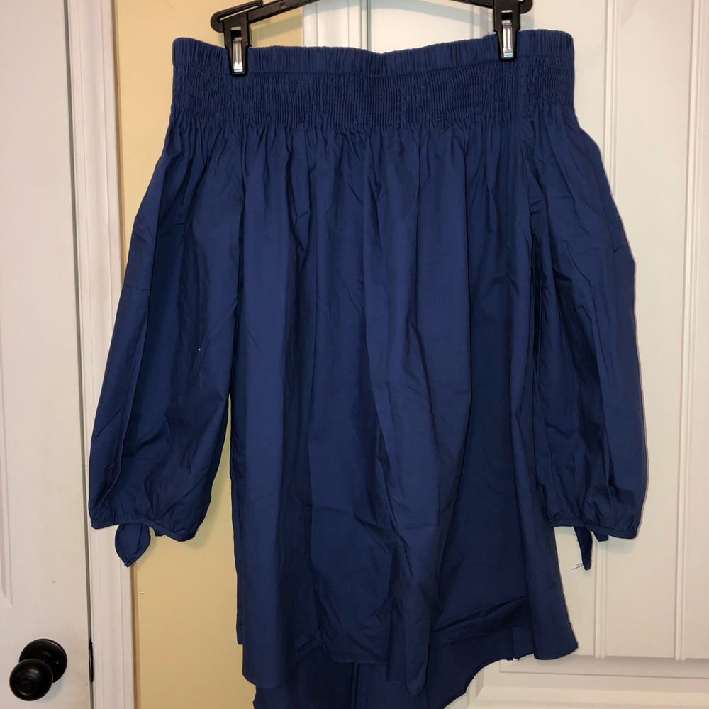 off the shoulder, royal blue top, size XL